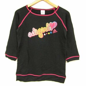 アディダス 長袖Tシャツ ロゴT ラグラン袖 未使用品 キッズ 女の子用 160サイズ ブラック adidas