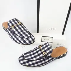 EU38 GUCCI グッチ Loafer Horsebit 白/青 192A