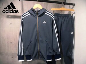 adidas アディダス 24/7 ウォームアップ フーディジャケット x パンツ セットアップ L/climalite ジャージ 上下セット/紺 ネイビー/メンズ