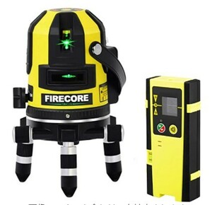 【改良版】Firecore5ライン グリーンレーザー墨出し器 FIR411G 高輝度 高精度 大矩 受光器対応 【受光器セット】