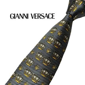 GIANNI VERSACE ネクタイ レジメンタル柄 ストライプ柄 王冠柄 ジャンニヴェルサーチ USED 中古 m1378