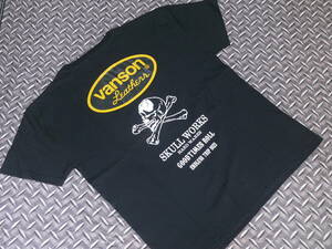 ♪SKULL WORKS(スカルワークス)×VANSON コラボ◆半袖Tシャツ◆ブラック◆SIZE：L　未使用(１点物)