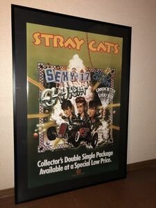 貴重！額付 特大 ポスター ８３年 エドロス デザイン！ＳＴＲＡＹＣＡＴＳ ストレイキャッツ Ed ROTH ラットフィンク ロカビリ― ポスター