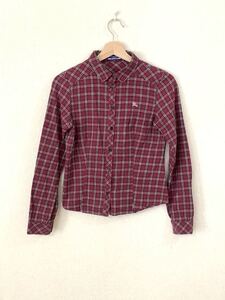 BURBERY BLUELABEL バーバリー　ブルーレーベル　長袖ネルシャツ　チェック柄　レディース　レッド　M ブランド古着