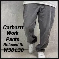 カーハート　ワークパンツ　グレー　Relaxed fit 古着 W38 L30