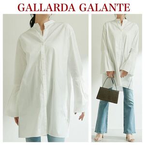 ★送料360円★美品 GALLARDAGALANTE 定価26400円 ガリャルダガランテ 長袖 ロングシャツ フレア チュニック 白 ホワイト レディース R-6305