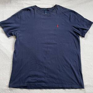 Polo RalphLauren ラルフローレン 半袖 ポニー 刺繍 Tシャツ ネイビー XL ビッグサイズ ビッグシルエット 半袖Tシャツ クールネック