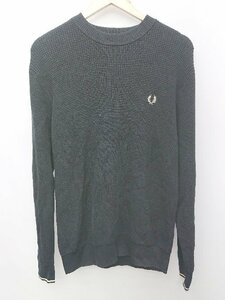 ◇ FRED PERRY フレッドペリー ワッフルニット 長袖 セーター サイズＭ ブラック メンズ P