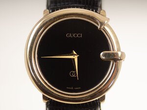 【GUCCI】グッチ Gフェイス GGロゴ ブラック文字盤 クォーツ ボーイズ 腕時計【中古品】