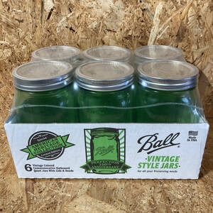 Ball Mason Jar Green 32oz 940ml 6個 セット 100 YEARS 100周年 100th ボール メイソンジャー Heritage Collection