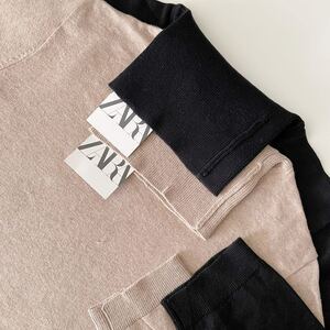 新品 セット ZARA BOYS ザラ ボーイズ キッズ 男の子 タートル ニット セーター 長袖 ブラック 黒 ベージュ 11-12歳 152 150 コットン