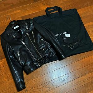 国内正規 SAINT LAURENT PARIS L17 カーフレザー ライダース 42 レザー 牛革 サンローランキムタク着 登坂着 ヴィンテージ