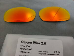 ★オークリー SQUARE WIRE 2.0/スクエアワイヤー2.0用 カスタム偏光レンズ FIRE RED Color Polarized 新品 