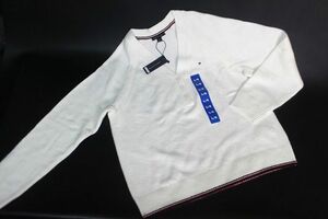 トミーヒルフィガー レディース ヘンリーネック セーター ホワイト サイズL TOMMY HILFIGER 76J3567★送料520円☆