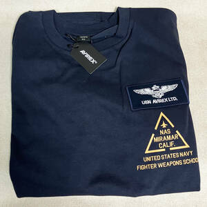 【未使用品】AVIREX Tシャツ 783-2129055 TOP GUN PATCH＆PRINT S/S XL ネイビー メンズ アヴィレックス トップガン