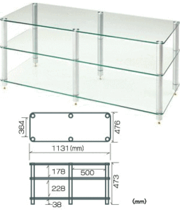 AV03GS　ガラス棚板・支柱シルバー オーディオラック Sound Magic サウンドマジック