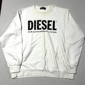 DIESEL ロゴプリント トレーナー スウェット XLサイズ ホワイト 白 メンズ 古着