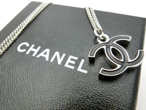 1000円スタート ネックレス CHANEL シャネル 05V ココマーク ブラック×シルバーカラー 箱付 ヴィンテージアクセサリー 11 H250