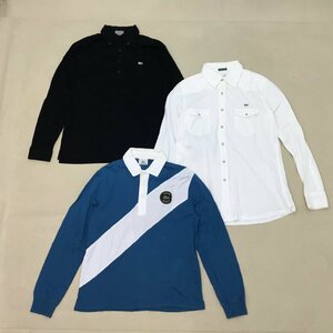 ■LACOSTE ラコステ 3点 まとめ売り トップス ポロシャツ 長袖 スポーツ ゴルフ ファブリカ 綿 ワニ わに ワッペン 刺繍 メンズ 4 /0.82kg