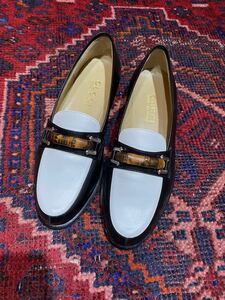 新品GUCCI BICOLOR BAMBOO LEATHER HORSE BIT LOAFER MADE IN ITALY/グッチバイカラーバンブーレザーホースビットローファー