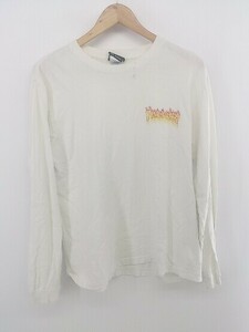 ◇ THRASHER スラッシャー ロゴプリント 長袖 Tシャツ カットソー サイズM ホワイト系 メンズ E