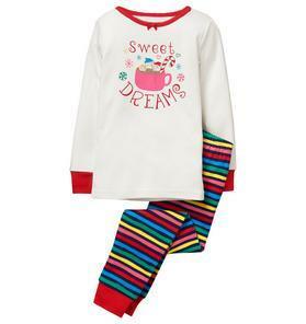 Gymboree 130・140㎝【10】スイートココア長袖長ズボン上下パジャマWhite ジンボリー