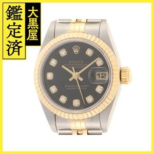 ROLEX　ロレックス　T番　デイトジャスト　69173G　ステンレス/イエローゴールド　SS/YG　ブラック　レディース　自動巻き【432】