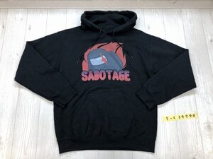 SABOTAGE メンズ プリント 裏起毛 フーディーパーカー 黒