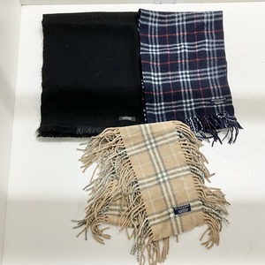 ◆ BURBERRY バーバリー 3点 まとめ商品 マフラー ストール ショール フリンジ イングランド製 など カシミヤ ウール 0.45kg