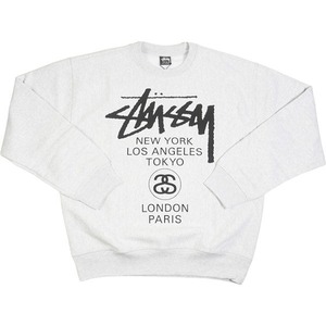 STUSSY ステューシー 24SS WORLD TOUR CREW Ash Heather クルーネックスウェット 灰 Size 【M】 【新古品・未使用品】 20793127