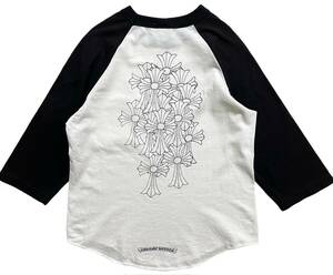 クロムハーツ CHROME HEARTS セメタリークロス バックプリント ラグラン ポケットTシャツ メンズ S ホワイト ブラック