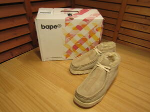 M2 △912未使用品【A BATHING APE ア ベイシング エイプ】箱付 1030-191-002 MANHUNT MOUTON BOOTS モカシン ワラビー SIZE 7