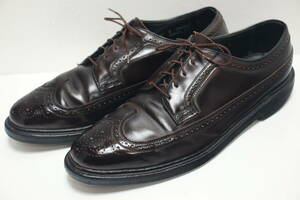 ビンテージ フローシャイム　ロングウイングチップ革靴◆コードバン◆29cm◆US11E◆FLORSHEIM◆ケンムール◆レザーソールシューズ◆USA購入