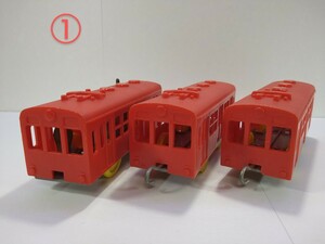 ①　電動プラ電車セット 赤色 プラレール 車両のみ トミー 1968年 ヴィンテージ 初期プラレール 昭和40年代 国鉄103系