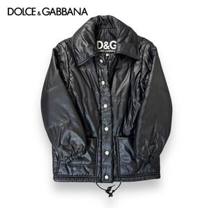 【美品】DOLCE & GABBANA ドルチェ & ガッバーナ ヴィンテージ ナイロン ジャケット ブルゾン キルティング ブラック 38サイズ イタリア製