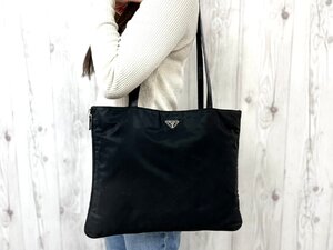 美品 PRADA プラダ テスート トートバッグ ショルダーバッグ バッグ ナイロン×レザー 黒 A4収納可 79751Y