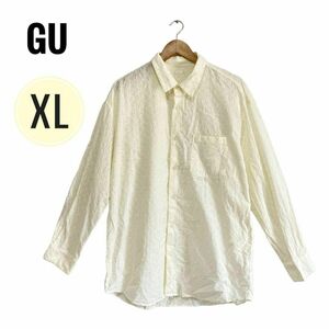 (b5)GU シャツ　ブラウス　レースオーバーサイズシャツ クリーム色　XL