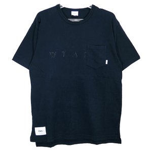 WTAPS ダブルタップス 18SS DESIGN SS PEACE/TEE.COTTON 181ATDT-CSM07 デザイン ピース ショートスリーブ Tシャツ ポケT ネイビー