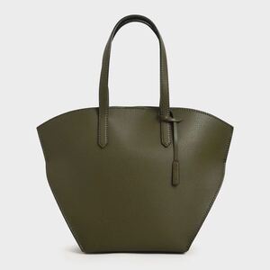 CHARLES & KEITH チャールズアンドキース ラージ ジオメトリックトートバッグ　オリーブ