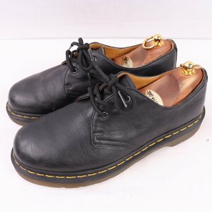 ドクターマーチン UK7/25.5cm-26.0cm/3ホール 1461 黒 ブラック ブーツ レザー メンズ レディース dr.martens 中古 dm3955