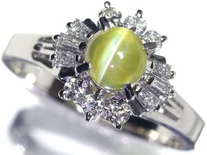 OO11843S【1円～】新品仕上【RK宝石】神秘の宝石! 極上クリソベリルキャッツアイ 大粒1.00ct! 極上ダイヤモンド Pt900 高級リング ダイヤ