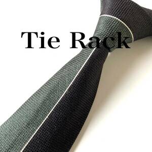 ネクタイ　BHARLESTON Tie Rack ブランド品　イタリア製　ビンテージ品　黒/深緑　秋冬コーデ　シルク 剣先擦れ有り　画像 即決