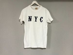 本物グッドウェアGoodwearコットンNYCワッペン半袖Tシャツメンズサーフアメカジミリタリーワークビジネススーツモードホワイト白S