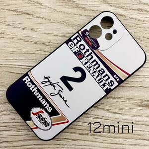 アイルトン・セナ マシン デザイン iPhone 12 mini ケース F1 ウィリアムズ ルノー FW16 ロスマンズ カラー スマホ