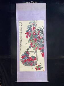 A 秘蔵 ・書画・ 書道 【大四尺中堂画 果物と野菜図 ・純手描き作品、鑑賞】 旧蔵・国画 古美術品 唐物 古時代物 11.10