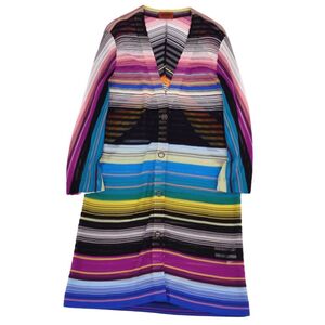 極美品 ミッソーニ MISSONI カーディガン コーディガン ニット ボーダー レーヨン トップス レディース 48 マルチカラー cf06oo-rm07e28060