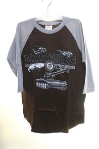 【M】MARINES　マリーンズ　　七分袖Tシャツ　茶/灰【13】