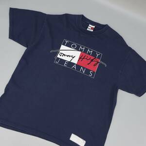 T10018 アメリカ古着　Tommy jeans トミー ジーンズ プリント Tシャツ USA製 2XL サイズ