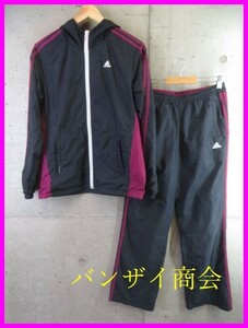 6011b10◆セットアップ◆adidas アディダス ナイロンジャージ上下 OT/パーカー/ジャケット/ウインドブレーカー/ジャージパンツ/レディース