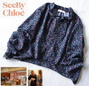 美品/Seebychloe/シーバイクロエ/レース×総柄デザインサマープルオーバー/